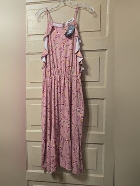 Haptics Mauve Floral Halter Ruffle Hem Midi Dress NWT Size: 3X